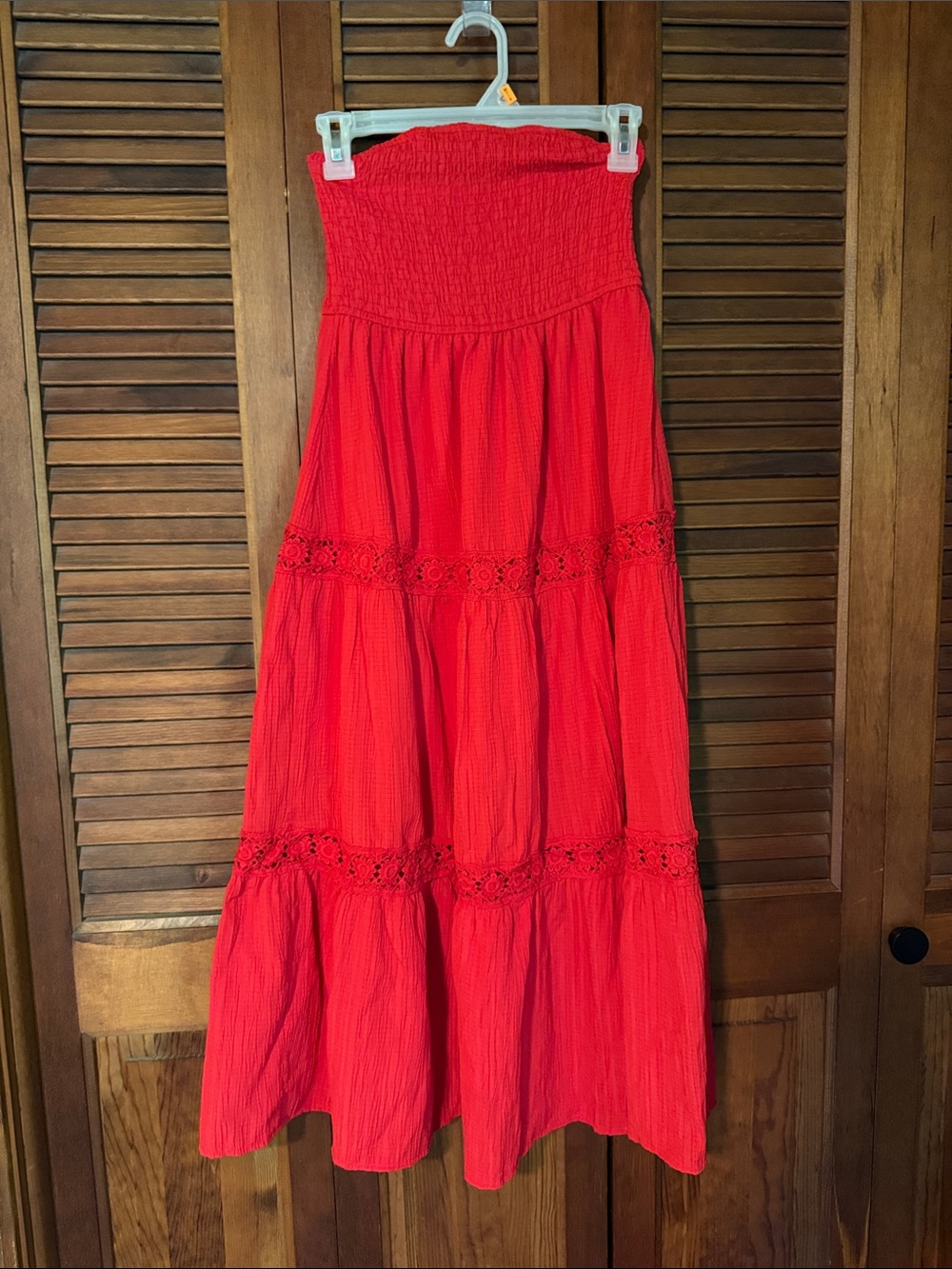 Strapless Tiered Maxi Skirt - Red